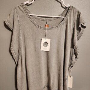 Daily Practice Flutter Sleeve Tee Grey Anthropologie NWT Size XL